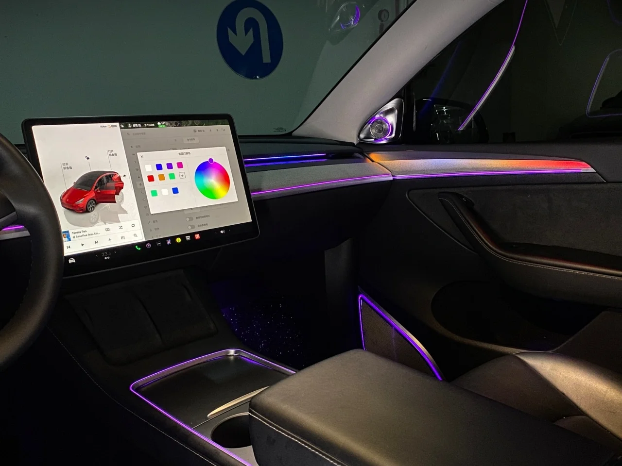 Dynamic 64 Colors Ambient Light for Tesla Model Y 2024 Interior LED Lighting Tweeter Speaker Cover Upgrade Accessories