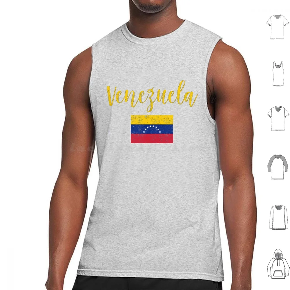 Venezuela Flag Vintage Handwriting Style Tank Tops Vest Sleeveless Venezuela Vacation Venezuela Souvenir Spring Break