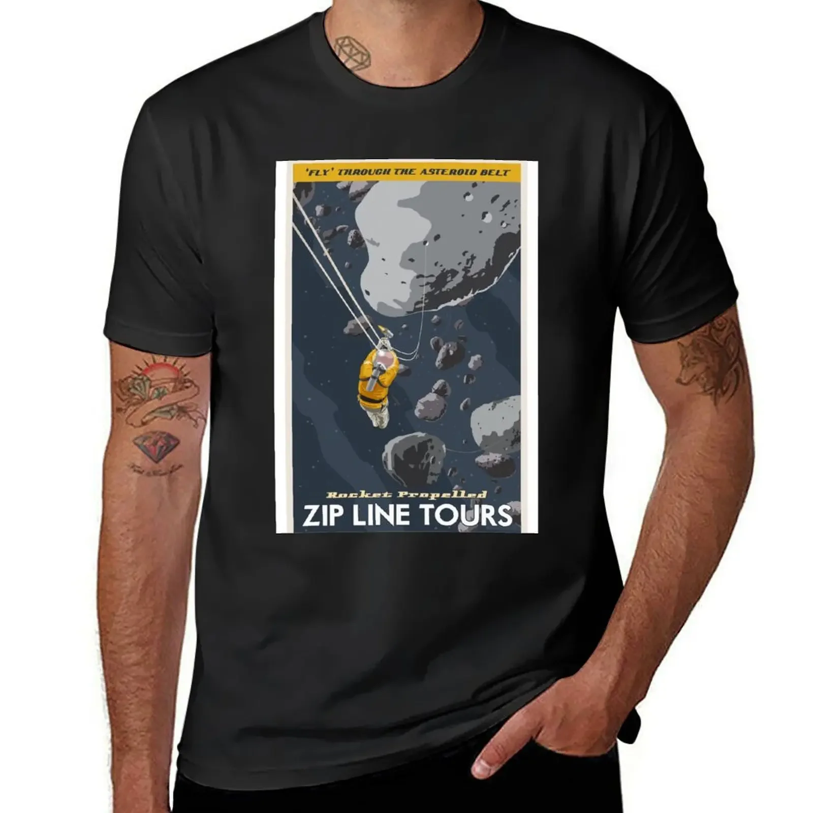 Zipline through the Asteroid Belt T-Shirt oversizeds blacks boys whites plain Men's t-shirt