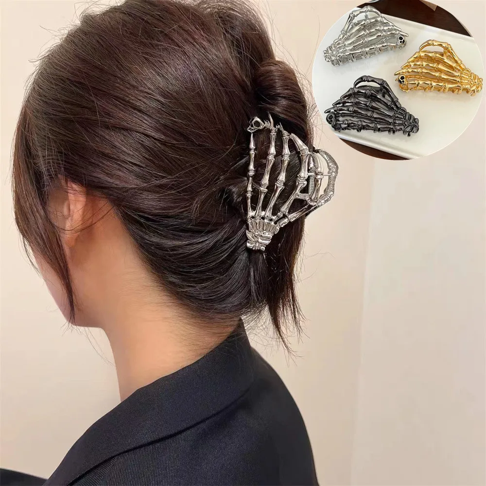 Creative Skull Skeleton Hand Bone Hair Claw Ghost Skeleton Halloween Party Punk Hairpin For Women Girls Y2k Hair Accessories