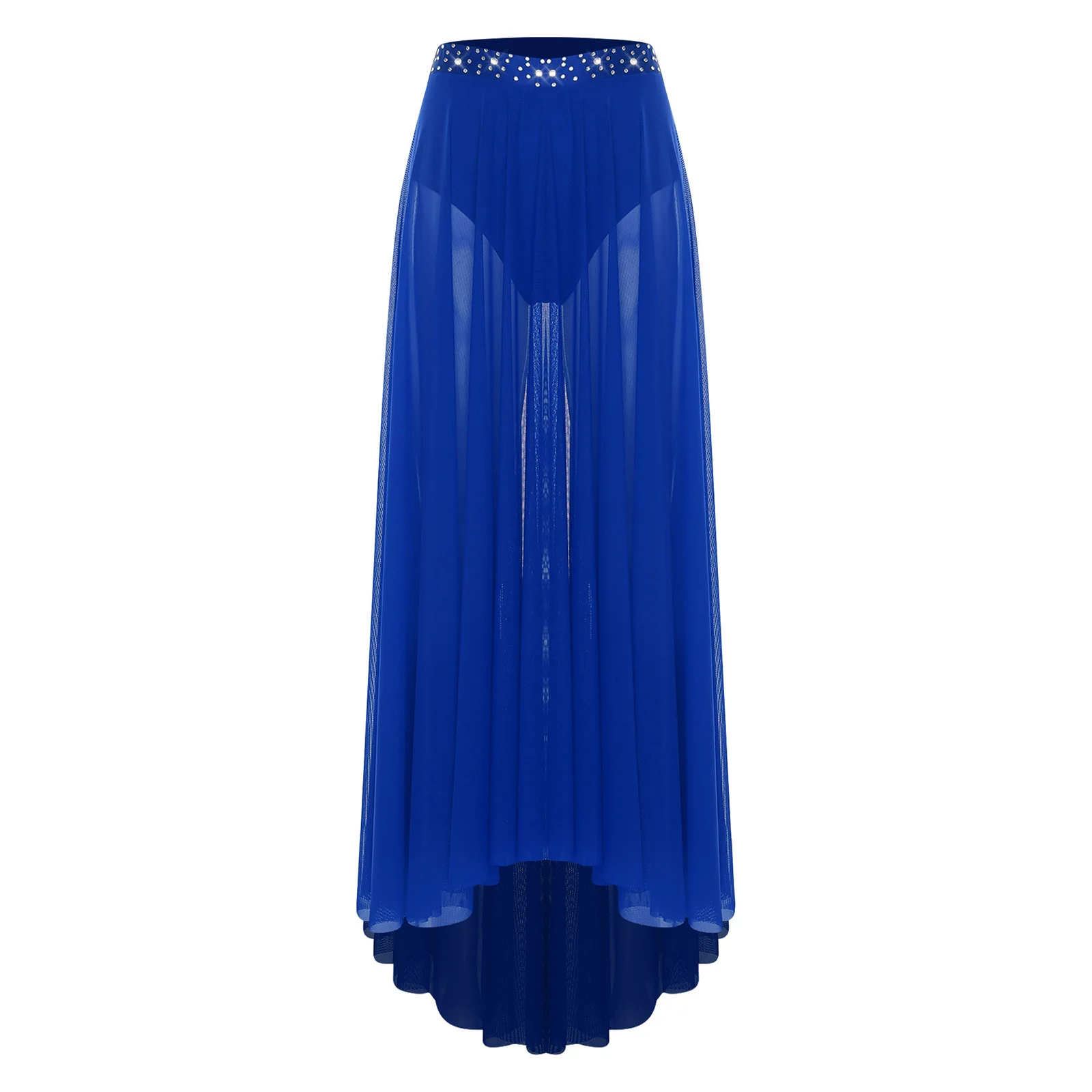 

Women Ballet Figure Skating Costume Skirts Sleeveless Rhinestones Mesh Skirt Praise Modern Dancewear Jazz Lyrical Dance Dresses