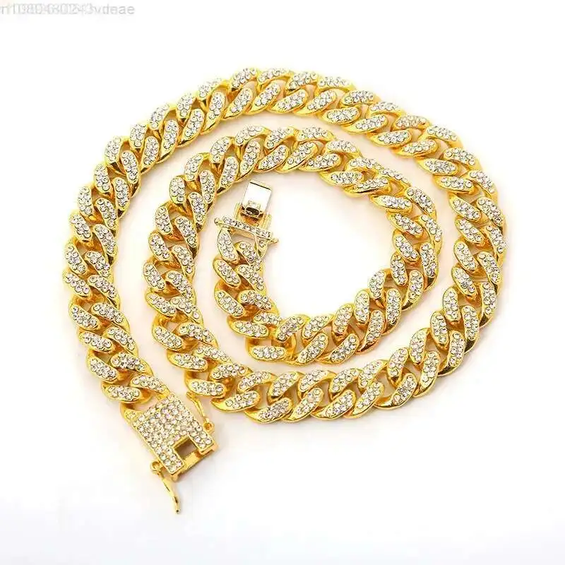 

Jewelry Hip Hop 18k Gold Diamond Necklace Iced Out Cuban Link Chains for Men