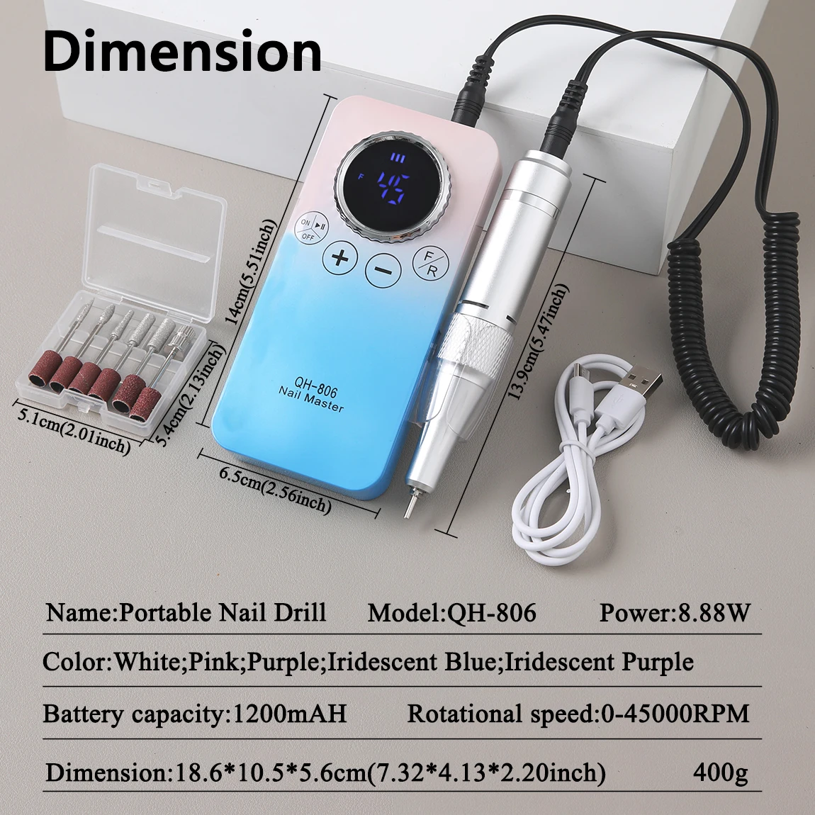 Juego de taladro de uñas profesional, máquina perforadora de lima de uñas, kit de manicura y pedicura, juego de lima de uñas para el hogar y el salón