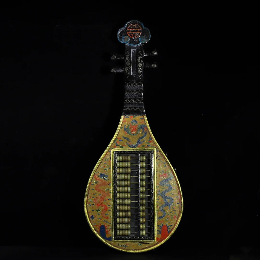 Old Collection Of Lacquered Wooden Screen With Painted Pipa-Shaped Abacus For Bookkeeping, Length 82Cm Width 35Cm Thickness 2.8C