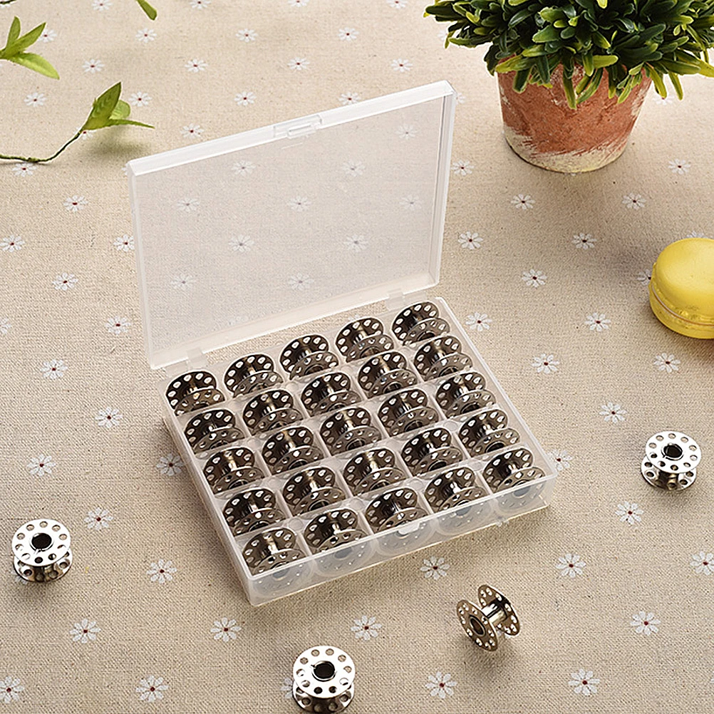 

2 Boxes Iron Bobbin Storage Lightweight Dustproof Sewing Accessories Bobbins Container Case Fits Most Old Machines Easy Storage