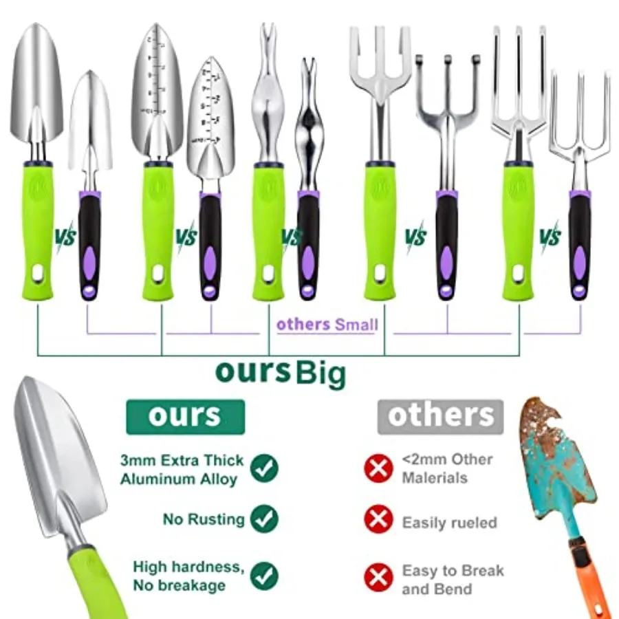84 PCS Garden Tools Set, 10pcs Succulent Tools Set Included 6pcs Large Heavy Duty Aluminum Gardening Hand Tools 12.5IN with Gar