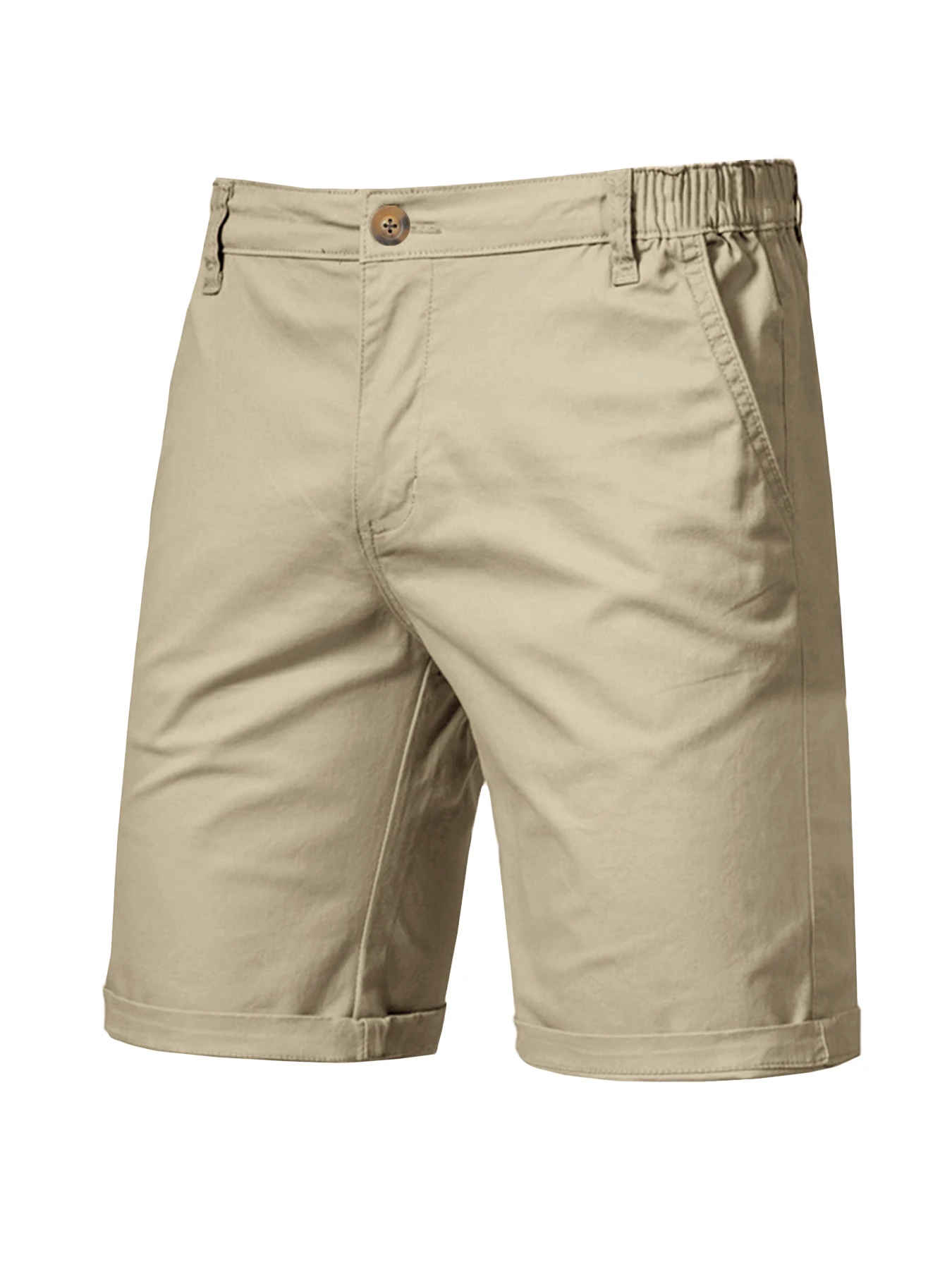 Sommerliche Freizeitshorts für Herren, einfarbig, Cargo-Shorts, atmungsaktiv, mit Knopfleiste und elastischem Bund, Sport-, Wander- und Golfshorts, Streetwear für Männer. – Detail 7