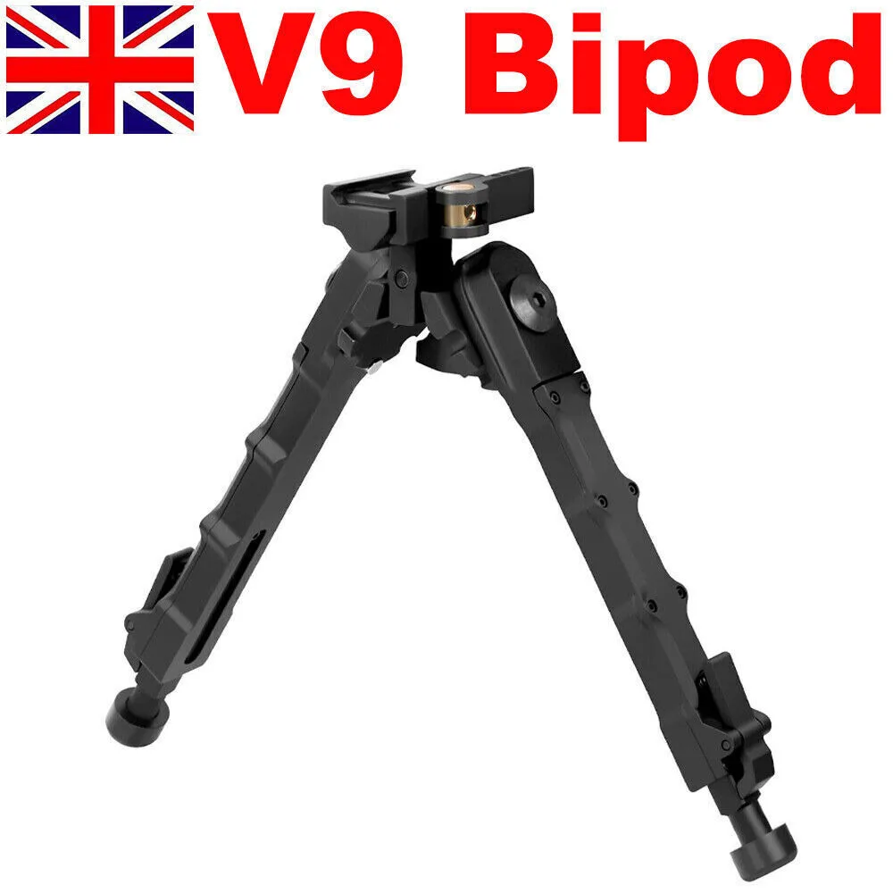 7-9 In Aluminum V9 Adjustable Flat Spring Rifle Bipod QD Picatinny Mount Hunting