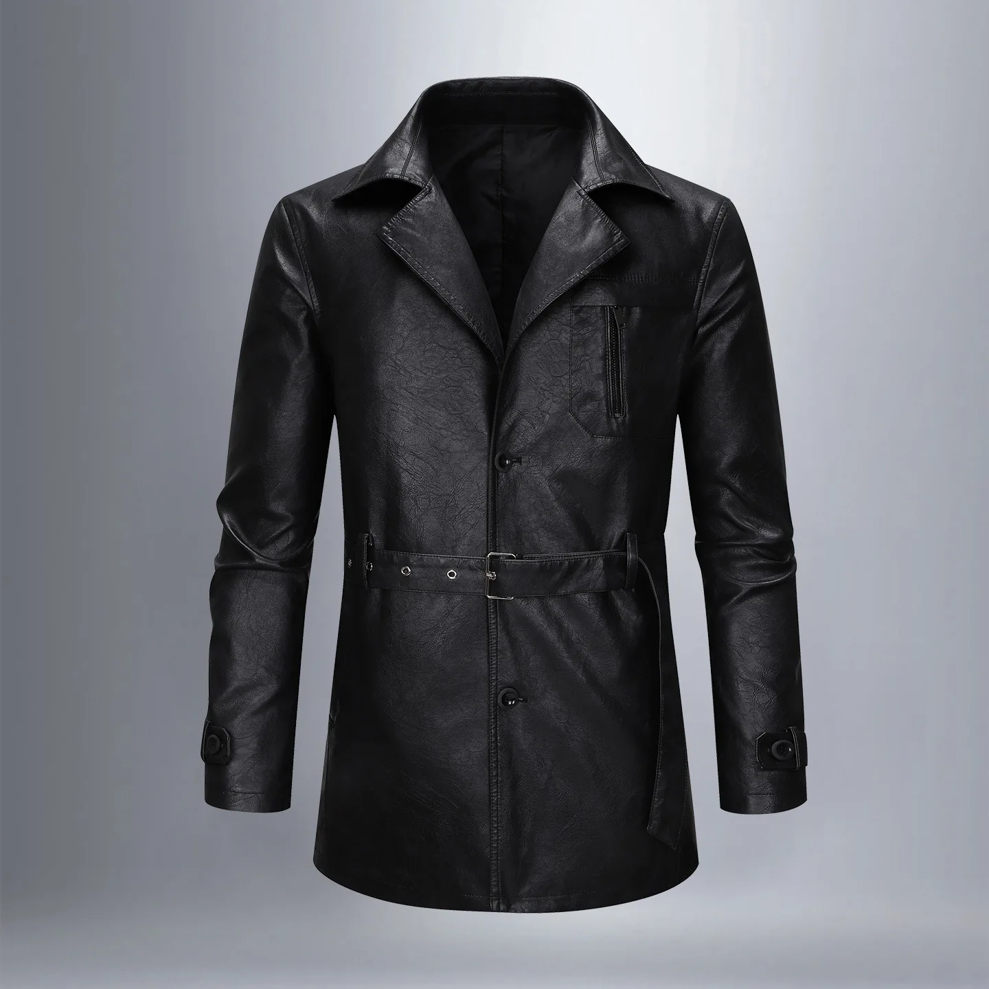

2025 new mid-long men's spring and autumn fashion PU leather jacket breathable, comfortable, wear and scratch resistant