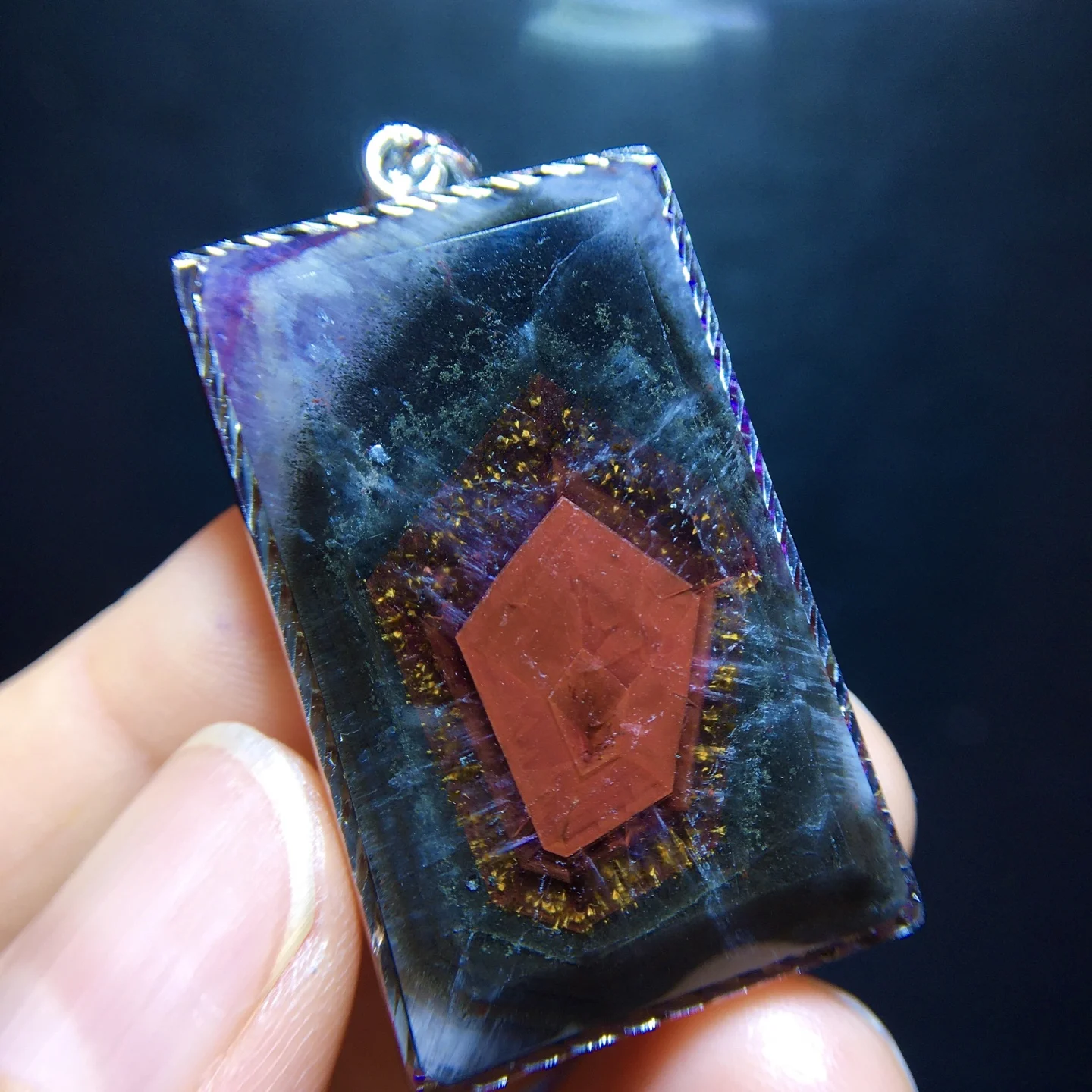 Natural Purple Cacoxenite Auralite 23 Pendant Eye 35.2/20.8/7.4mm Red Purple Rutilated Beads Jewelry  AAAAA