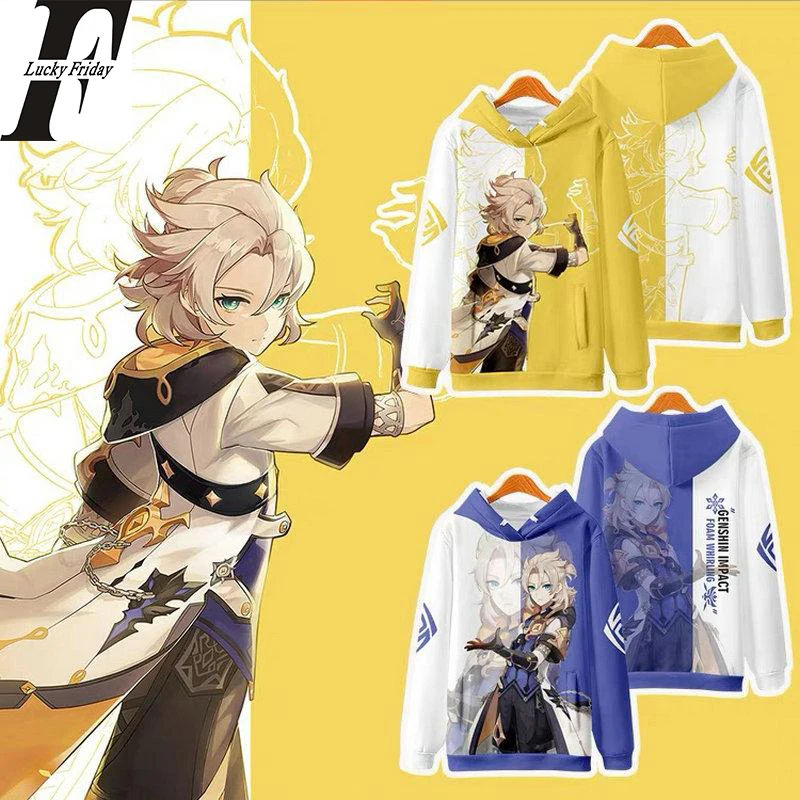

Genshin Impact Albedo 3d Hoodies Sweatshirts Anime Cartoon Game Men Women Hooded Tops Pocket Long Sleeve Harajuku Hoody Pullover