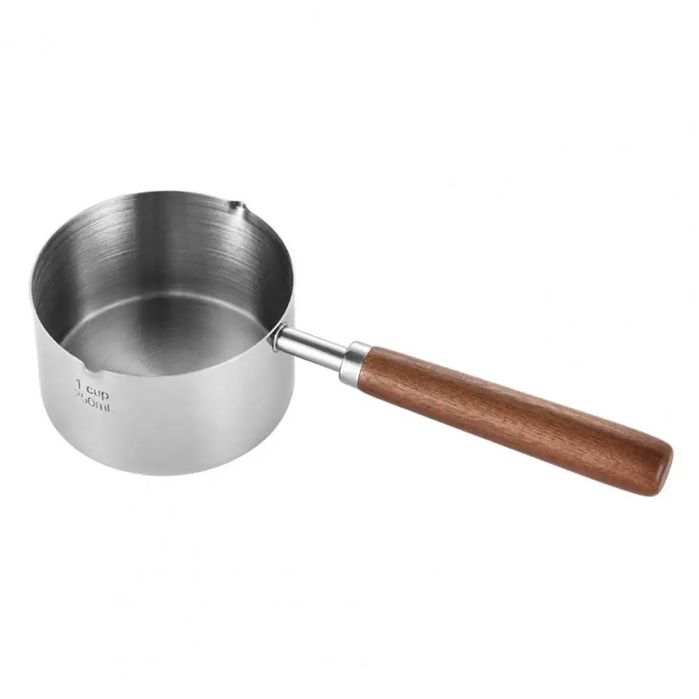 Durable Stainless Steel Pet Food Scoop Stainless Steel Measuring Spoon Set Accurate Pet Food Scoop with Wooden Handle for Easy