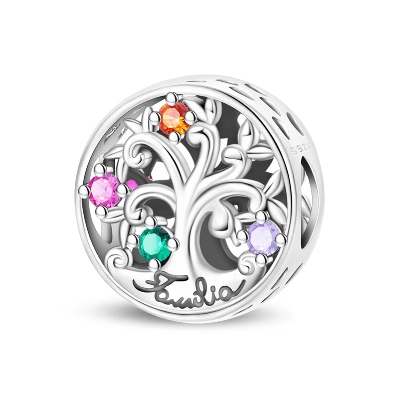 

925 Sterling Silver Family Tree Bead Pendant Compatible with Original 3mm Chain Bracelet DIY Pendant Birthday Gift for Women