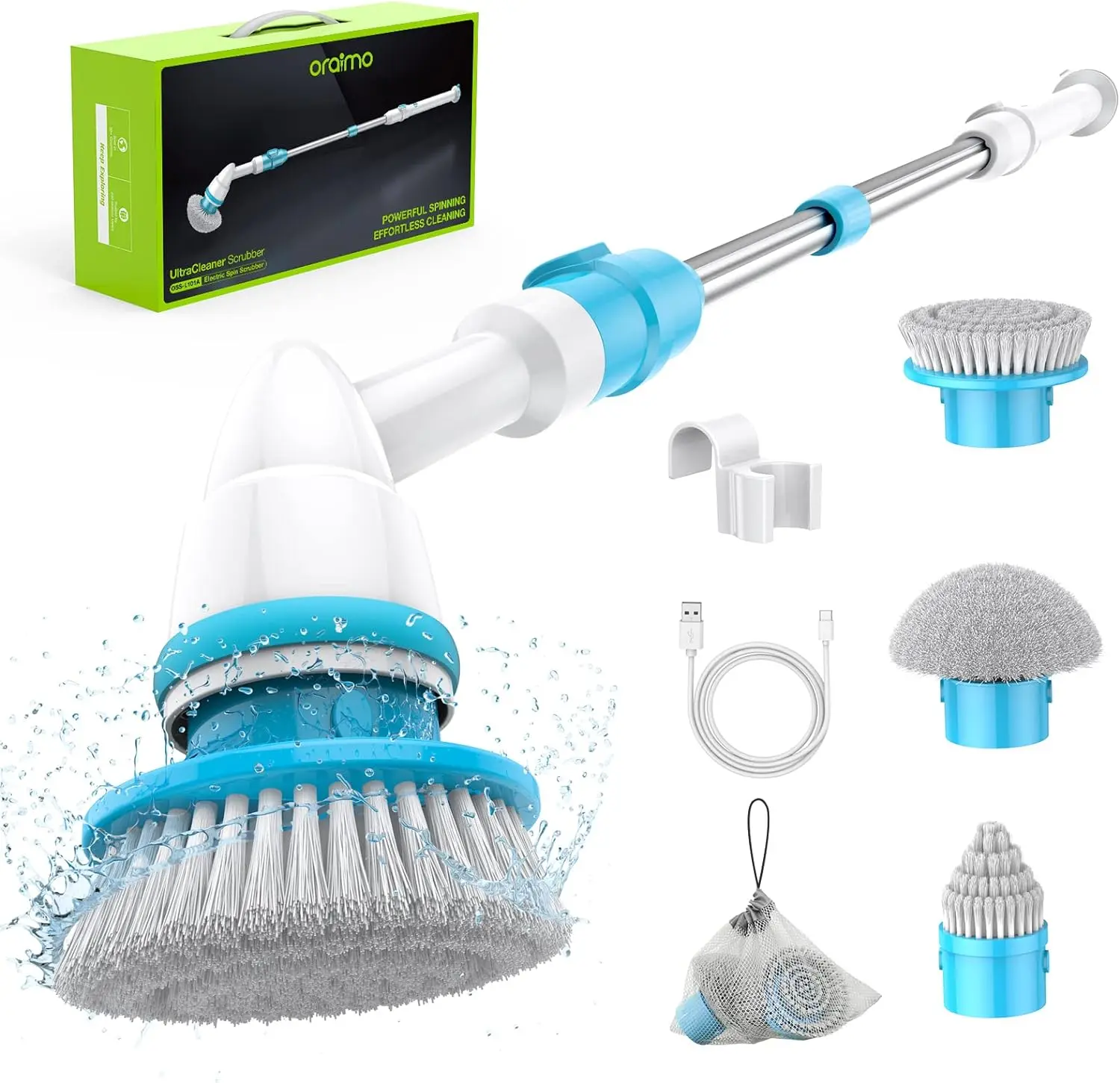 Oraimo Electric Rotary scrubber, 430RPM cordless shower scrubber, bathtub, slurry, tile, wall, floor, sink