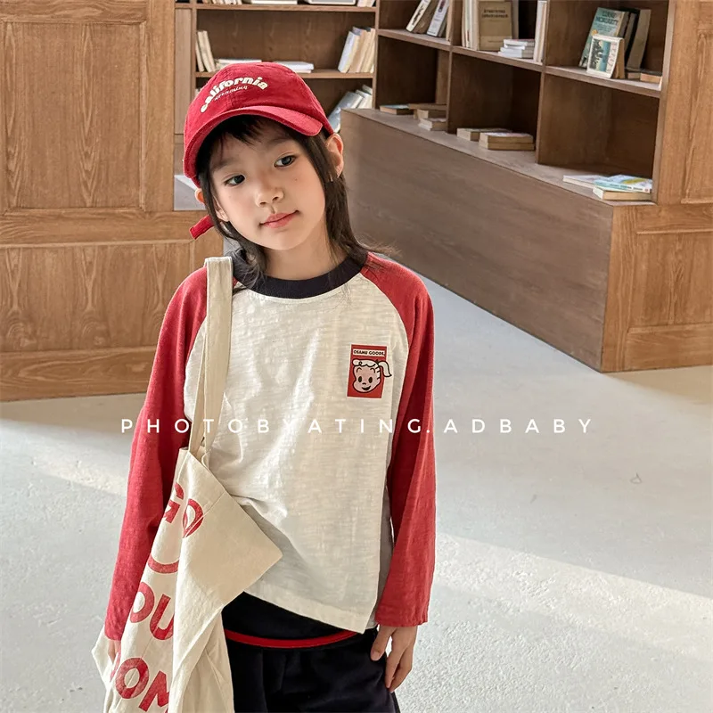 2025 Primavera Nuovi Bambini Ragazze Cartoon T-shirt Cotone Bambino Manica lunga Magliette e camicette Allentato Bambini Tee Carino Infantile Casual O-Collo T Shirt