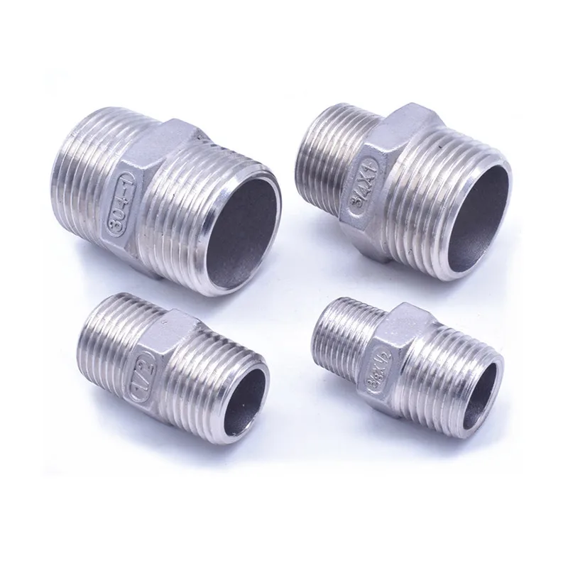 Rosca BSP de acero inoxidable 1/8, rosca macho de doble cabeza de diámetro igual, accesorios de tubería de 1/4 \