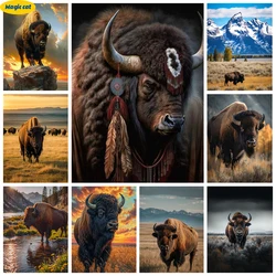 American Bison DIY Diamond Painting Bull Picture Diamond Embroidery Cross Stitch Animal Portrait Classic Home Decor Adult Hand
