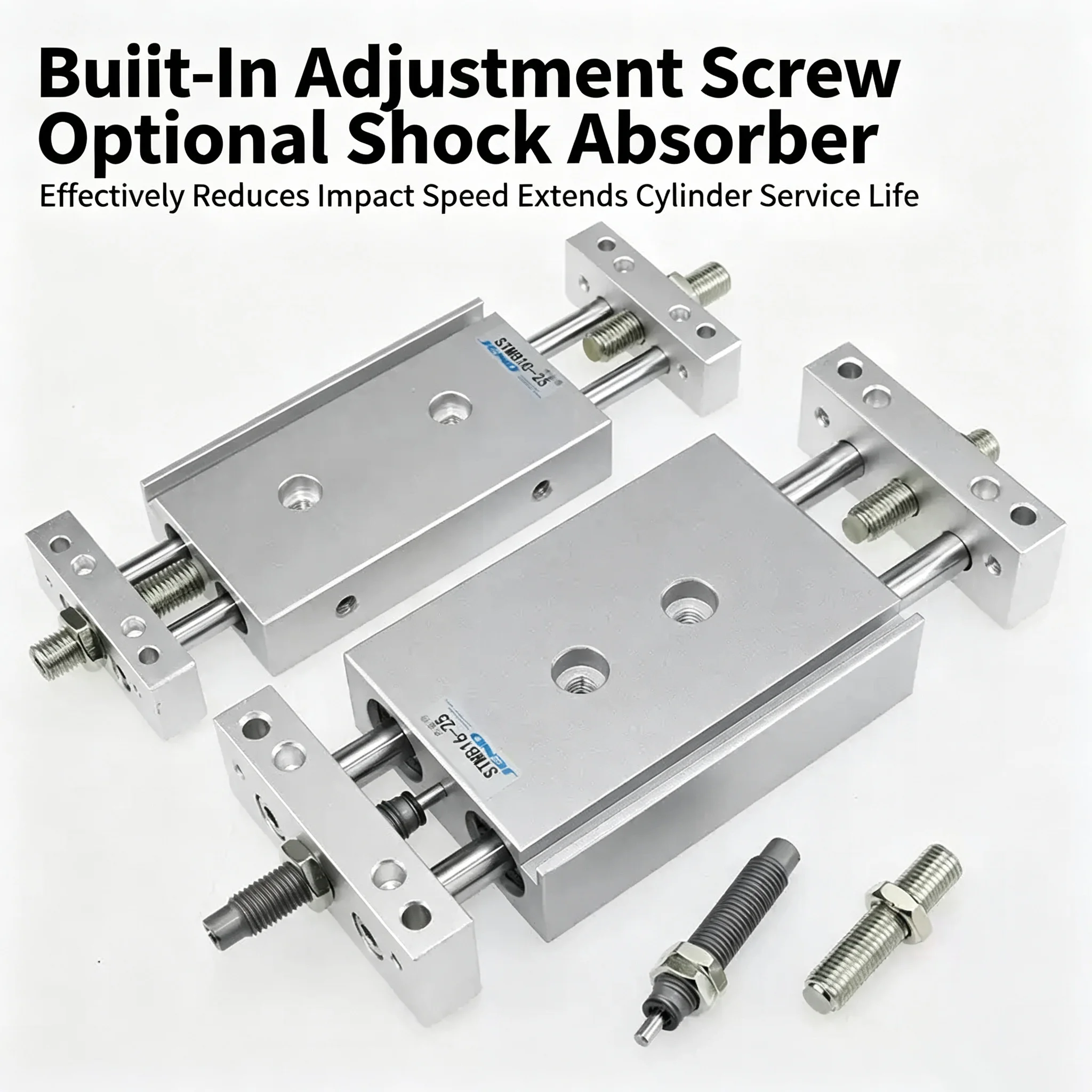 STMB10/16/20/25-50/100/150 Pneumatic Cylinder STMB Series Small Adjustable Sroke Sliding Table Double Shaft Double Rod Cylinder