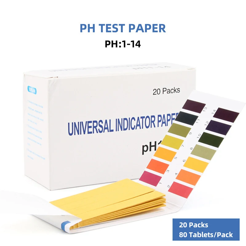 Yieryi 200 Pcs TPH02100 Universal PH Test Paper 1-14 Range 80 Strips Per Pack For Water Cosmetics Food Testing English Version