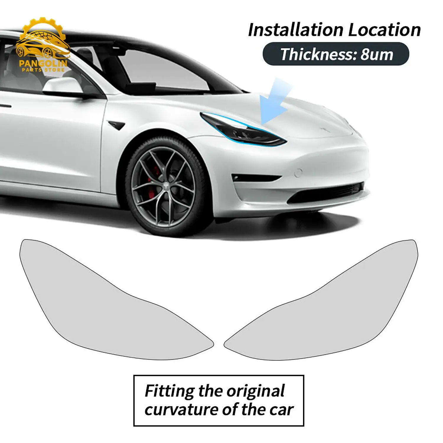 

For Tesla Model 3 Y 2017-2023 Car Headlight Protection Film TPU Smoky Black Headlamp Overlay Cover Anti-Scratch Accessories