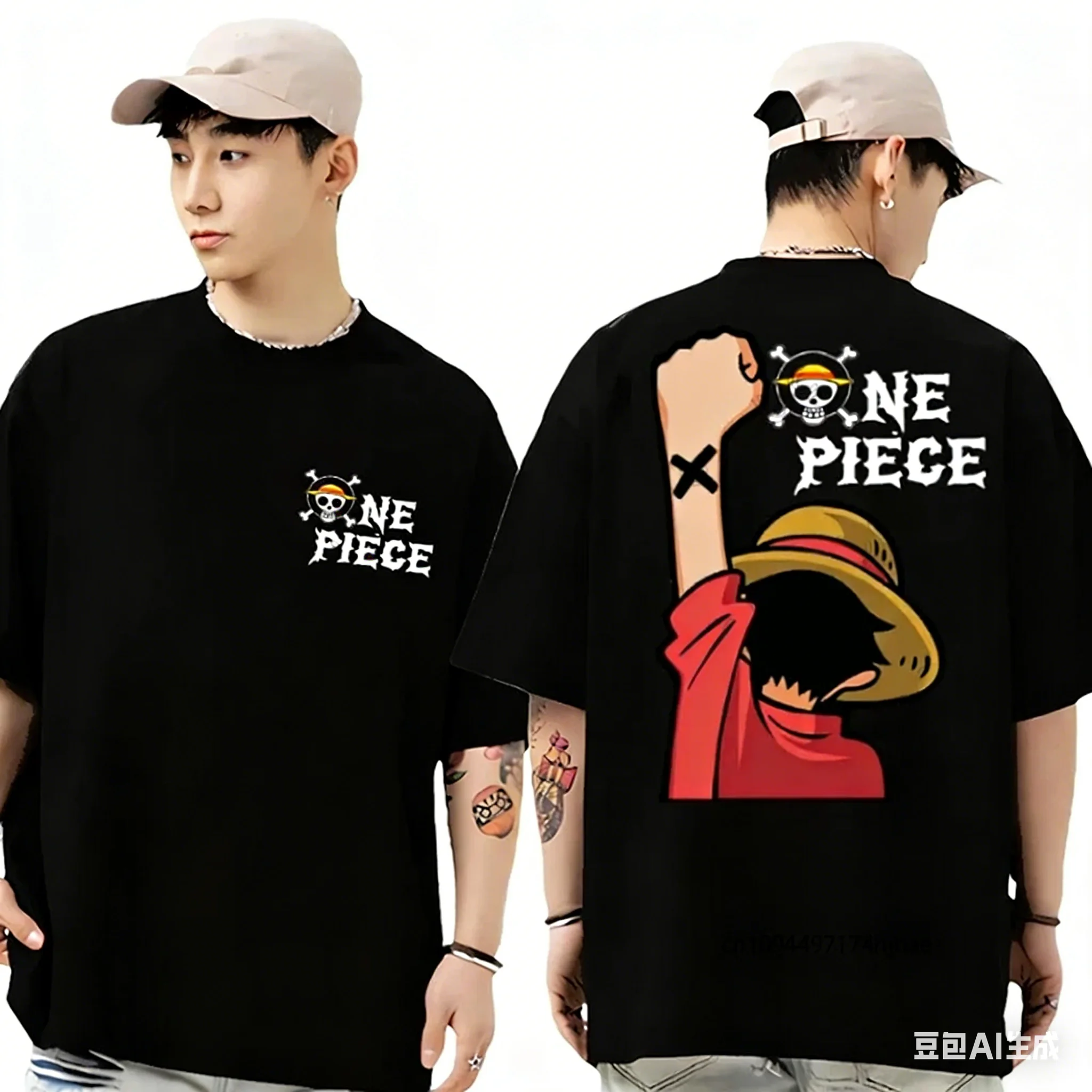 One Piece Luffy Rückansicht für Erwachsene und Kinder! Klassisches, 3D-gedrucktes, kurzärmliges One Piece Fan Nostalgia T-Shirt