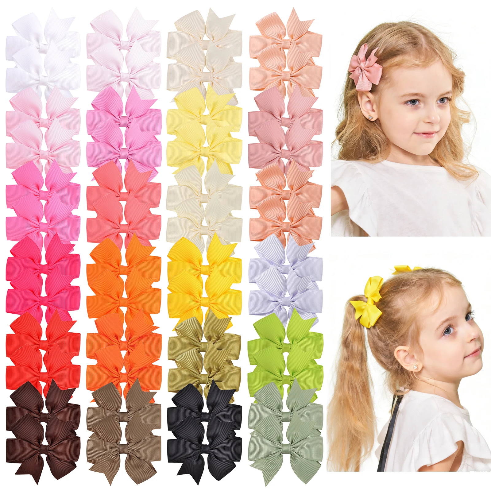 

2pcs/set 3.25'' Grosgrain Ribbon Hair Bows Clips for Baby Girls Cute Handmade Bowknot Hairpin Barrette Headwear Hair Accessories
