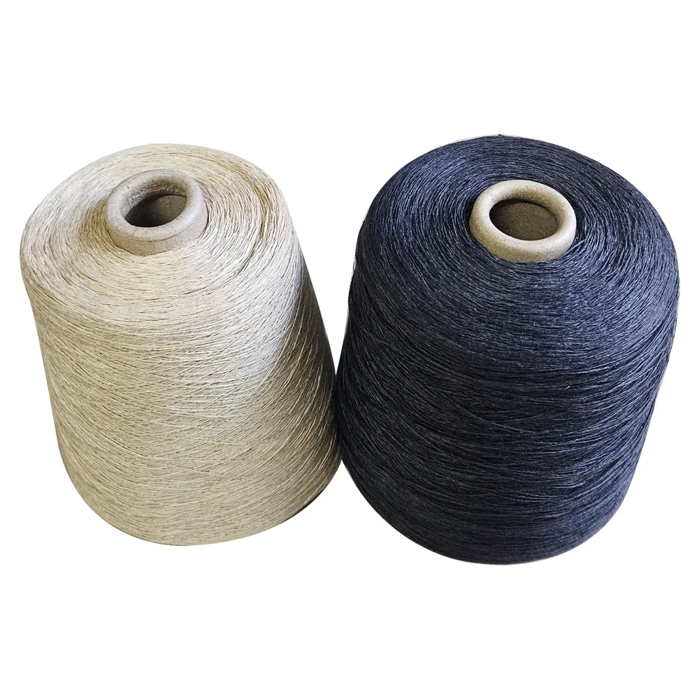 Black and beige 100% Natural linen yarn 1ply Diameter about 0.6mm weight about 600g-800g/cone