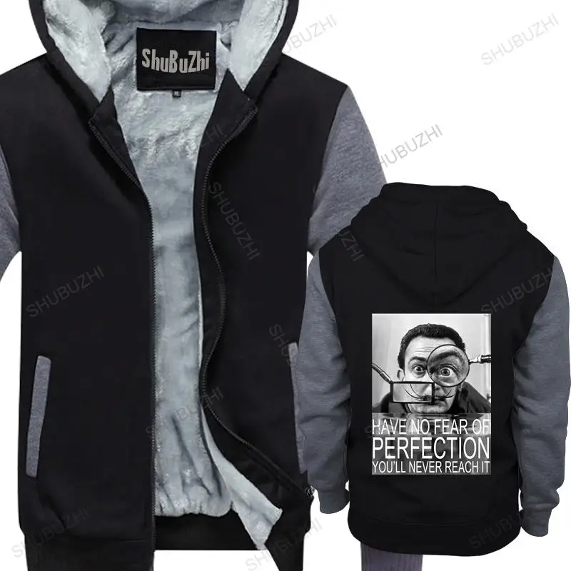 

new arrived men hoodies winter Salvador Dali hoodie Photo Portrait Surrealism Dali cotton fleece jacket for man