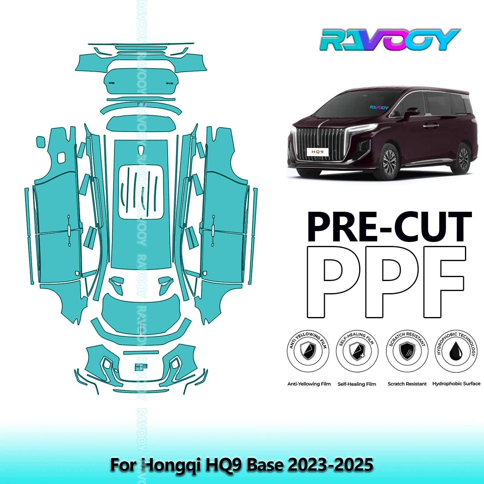 

Full Vehicle Clear Bra Precut PPF Paint Protection Film For Hongqi HQ9 Base 2023-2025