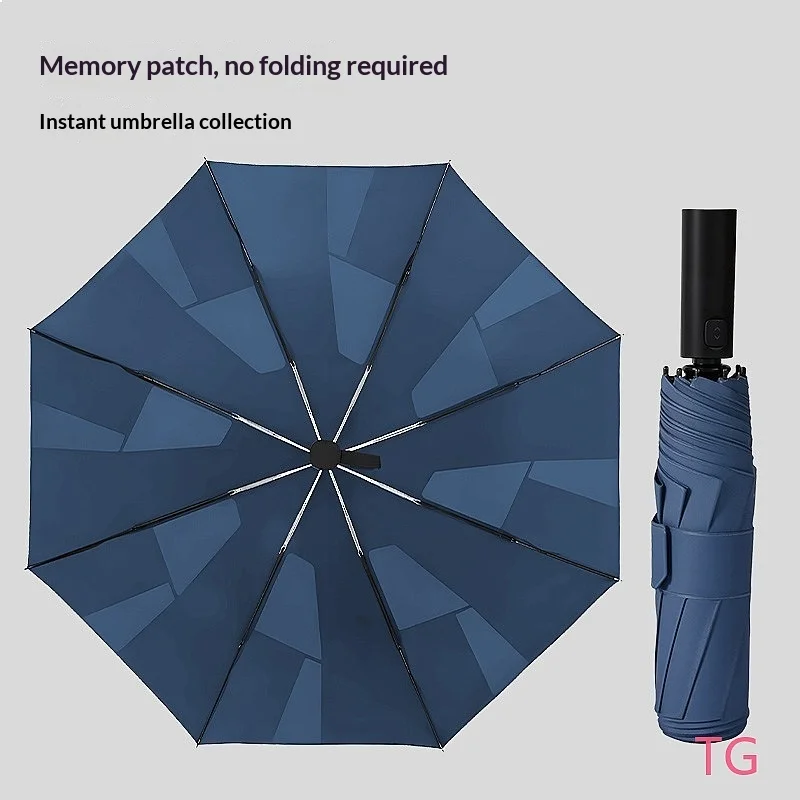 Automatic Open Close Folding Umbrella Memory Patch Large Windproof Sun Rain Umbrella