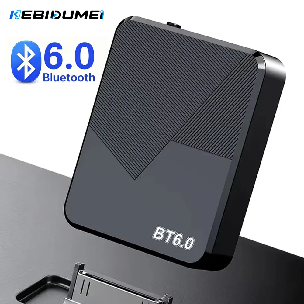 KEBIDUMEI Bluetooth 6.0 Audio Receiver Wireless Adapter Dual Output 3.5mm AUX 30Pin Port HiFi Lossless Sound For iPod Speakers