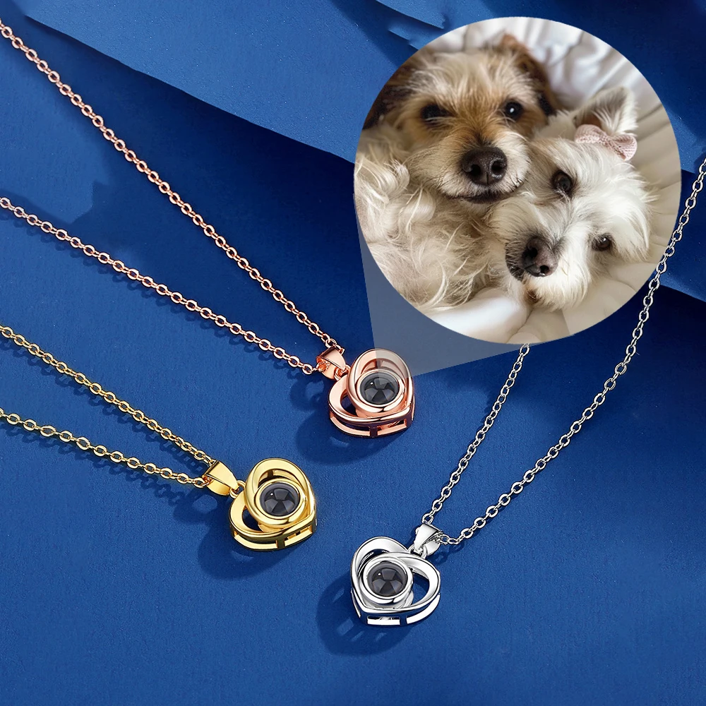 

Цветное фотопроекционное ожерелье на заказ, простое сердце любви, медная подвеска, титановая стальная цепочка, подруга, мама, жена, праздничные подарки