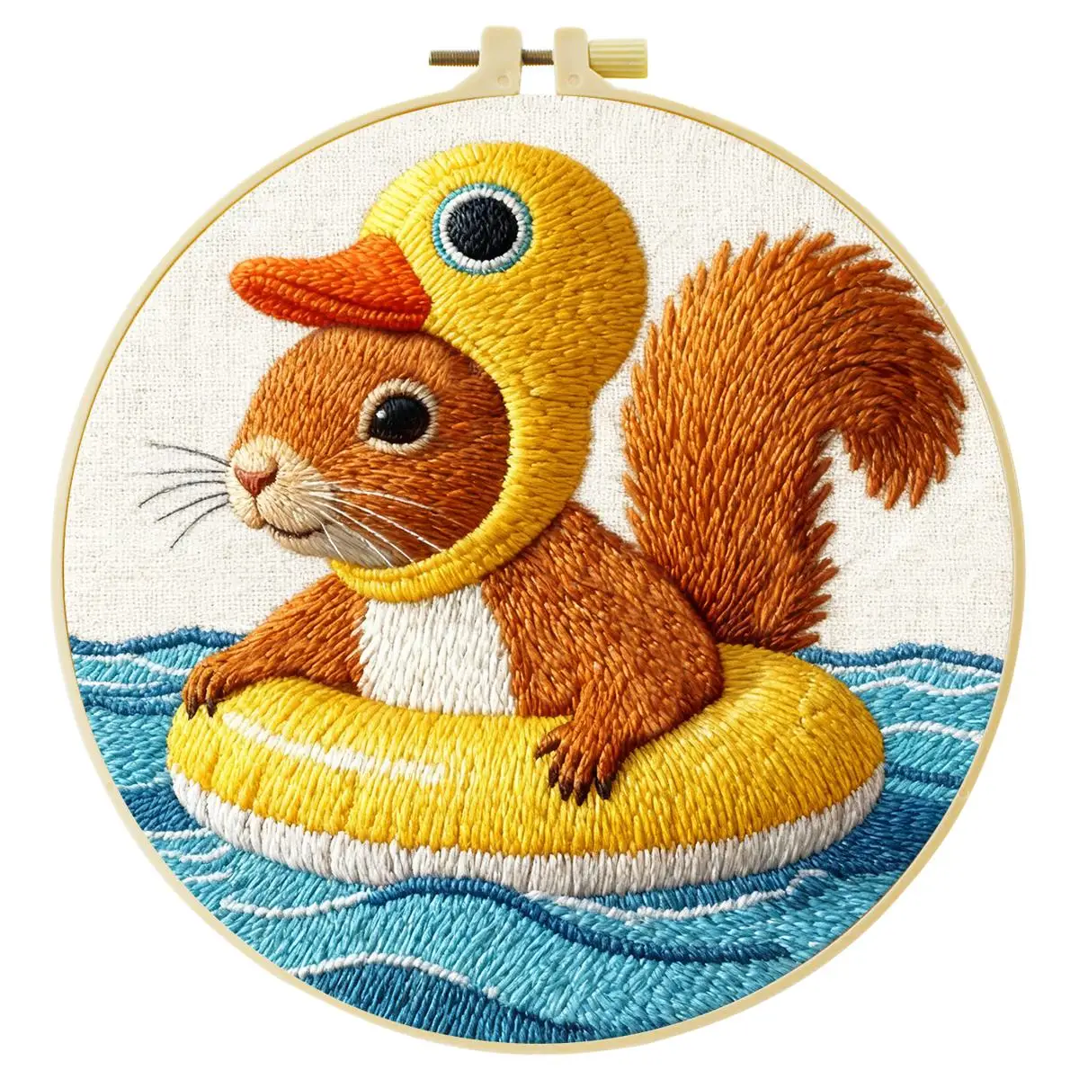 1 Stück 20X20CM/15X15CM 7,87/6,3 Zoll Das schwimmende Eichhörnchen Stickerei-Starter-Kit DIY-Kit DIY-Stickerei-Kit Handarbeiten – Detail 4