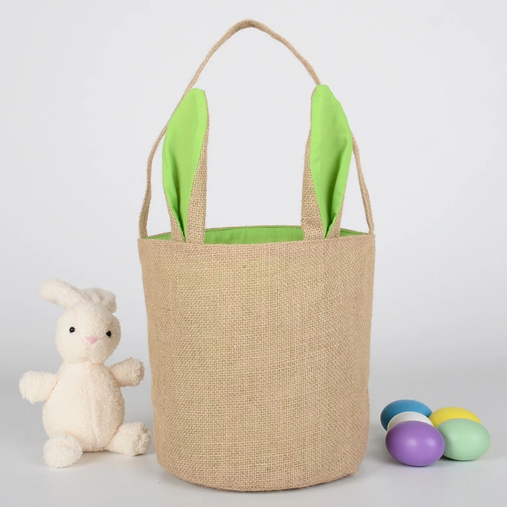 Easter Cartoon Bunny Ears Bucket Bag Rabbit Easter Eggs Handbag 2024 Happy Easter Day For Kids Rabbit Ears Candy Package