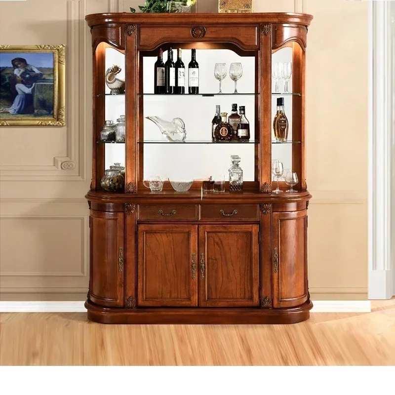 Massivholz-Sideboard-Schrank, Wandmontage, Haushaltsaufbewahrung, Esszimmer-Aufbewahrung, Teeschrank, Weinschrank im europäischen Stil