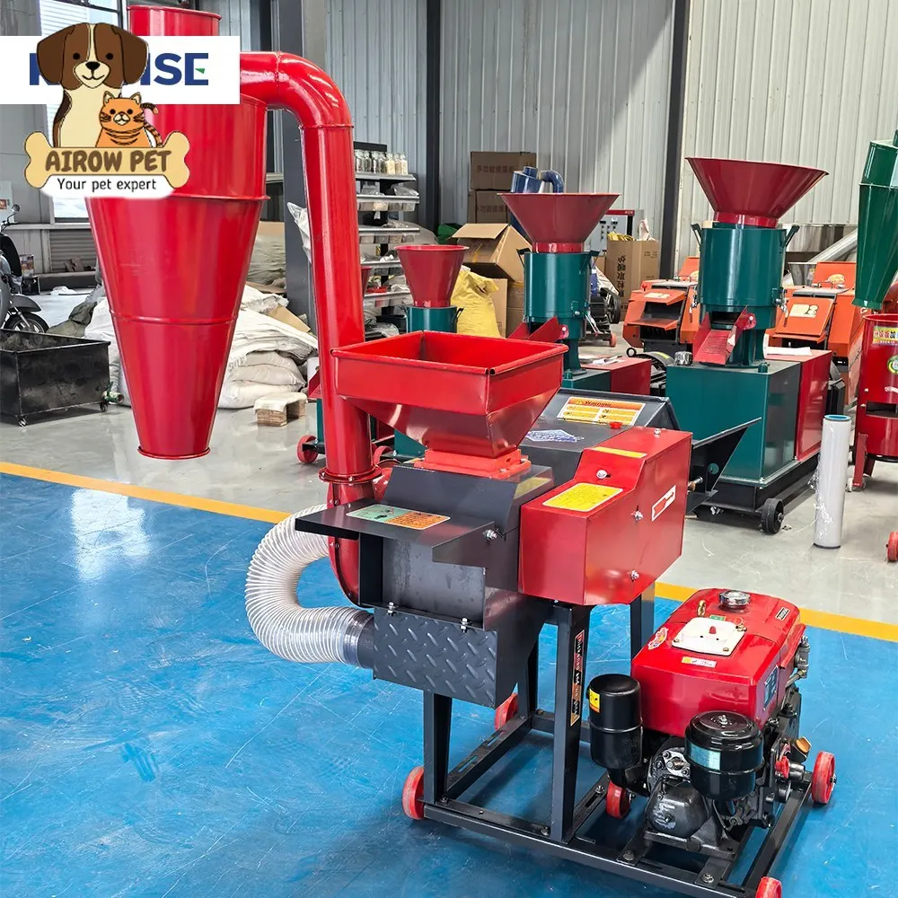 AIROW CE Approved Diesel Chaff Cutter and Crusher Machine for Grass Straw and Corn Stalk Feed Processing