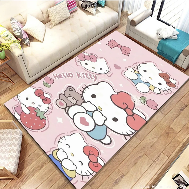 Sanrio Hello Kitty Cartoon Carpet for Children Living room Bathroom Non-slip Rug Home Sofa Large Area Mat Kitchen Mat Decoration