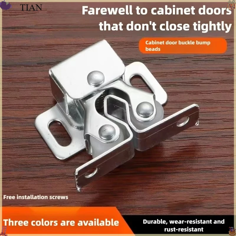 TIAN    Magnetic Dual Wheel Spring Lock Buckle, Touch Bead Press Door Lock for Home Wardrobe Low Foot Cabinet