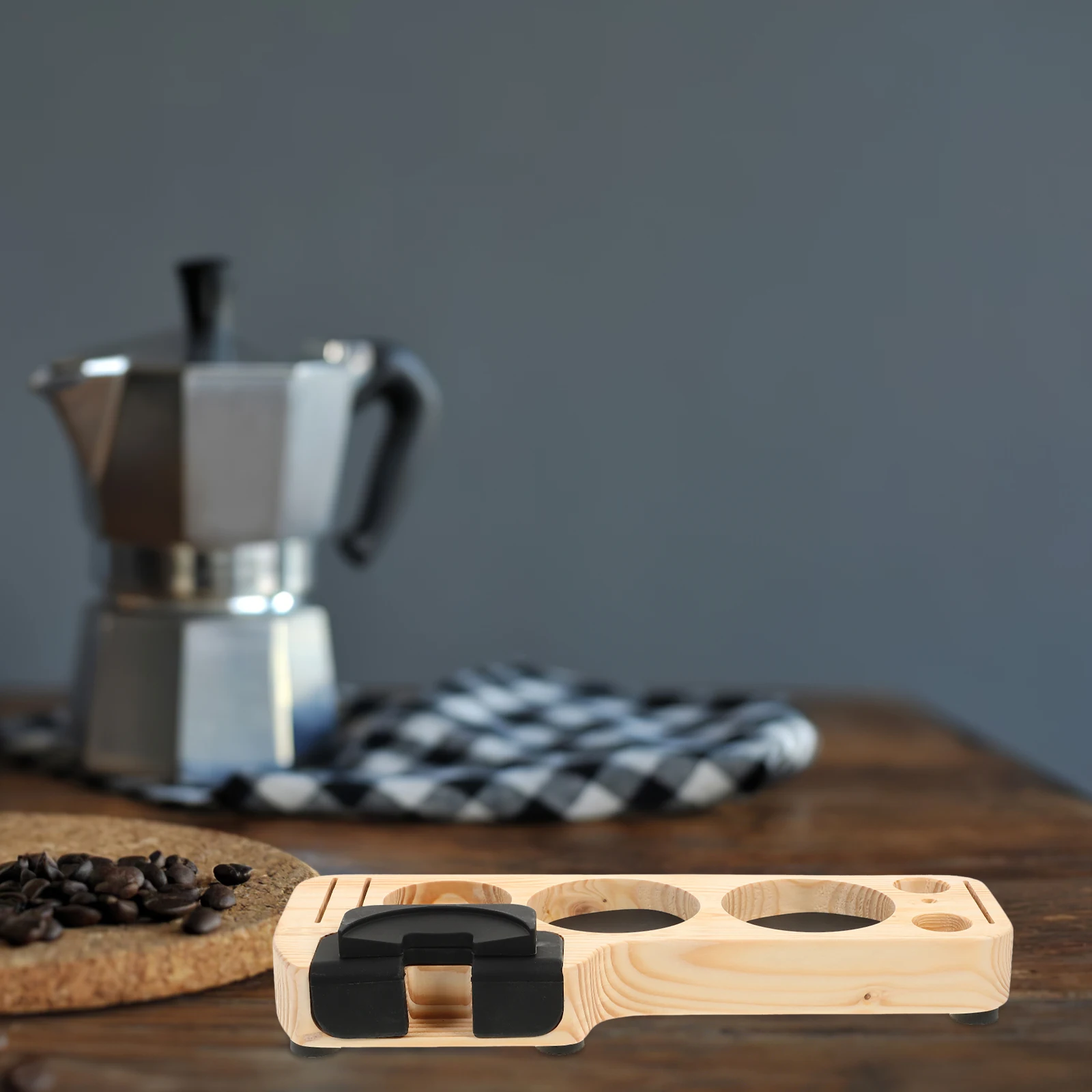 Wooden Tamper Stand Coffee Machine Accessories Stable Holder Countertop Desktop Storage Base Powder Tool Household Shop Hotel