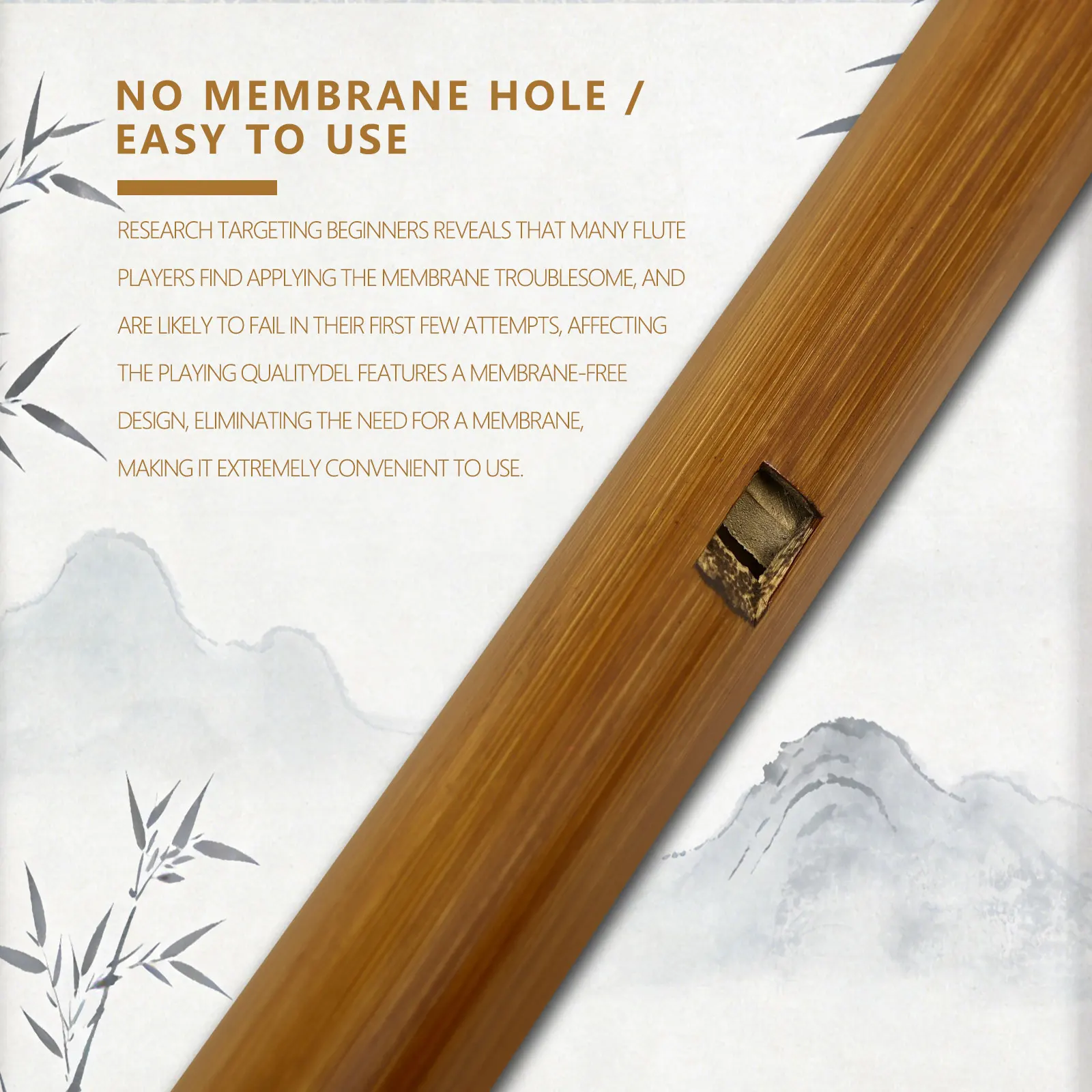 M MBAT Bamboo Flute C/D/E/F/G Tone Refinement Bitter Bamboo Flute for Woodwind Instrument with Velvet Bag Packaging
