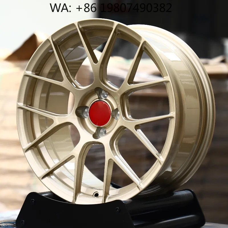 17-19 Inch Bright Gold JDM Style Forged Wheels Multi PCD 4x100 4x108 Concave Alloy Rims for Compact Passenger Car Refitting