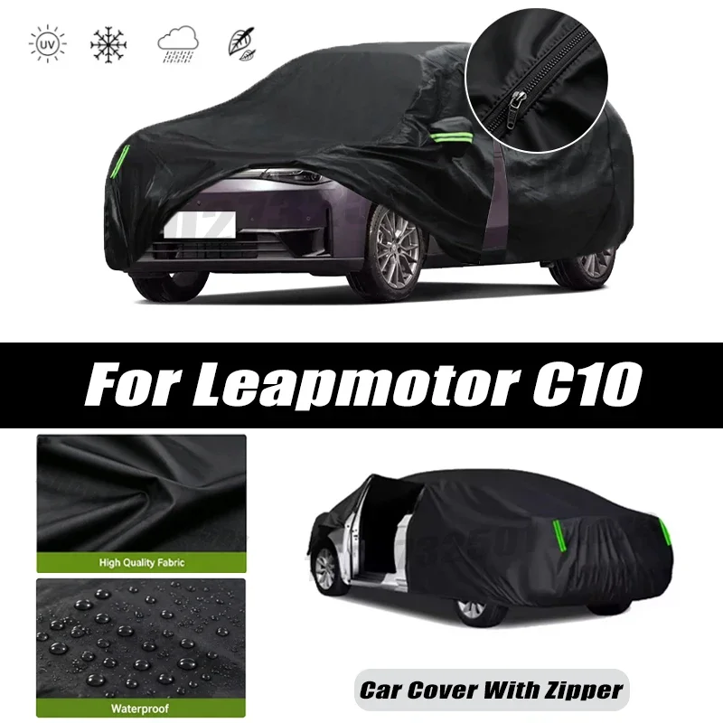 For Leapmotor C10 Car Covers Outdoor Waterproof Sun Rain Snow Protection UV Car Zipper Design Car Cover Accessories