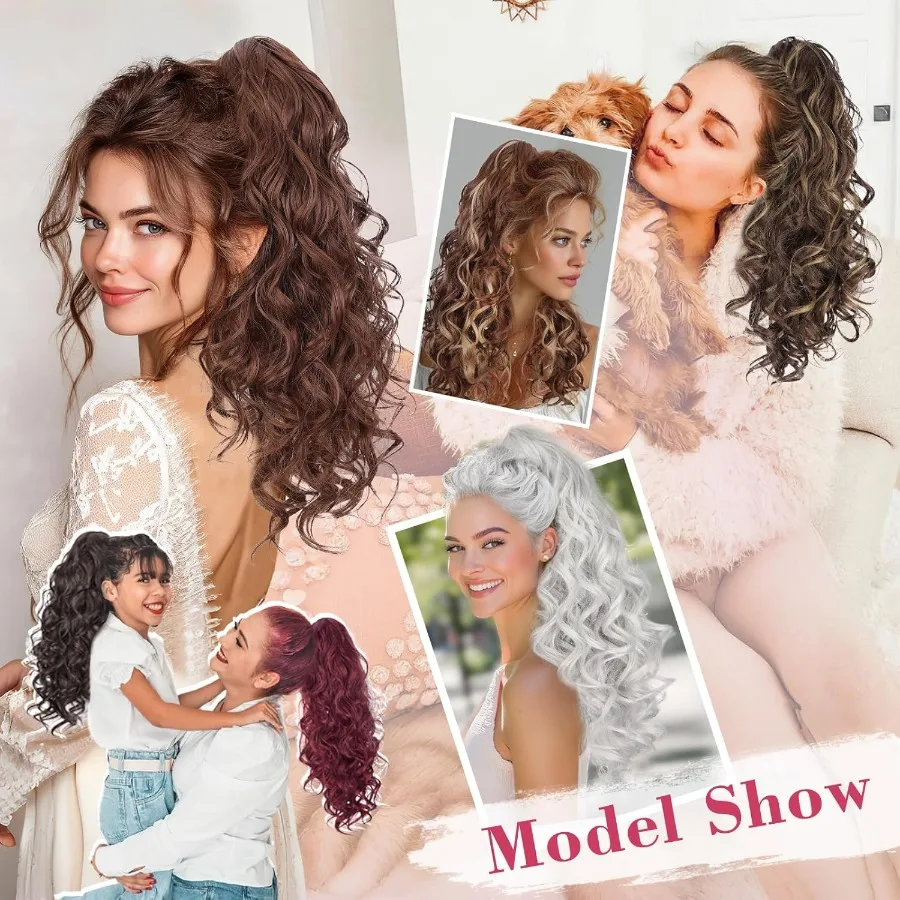 20 مشبك مخلب تمديد ذيل حصان مموج مع قطعة شعر صناعية طبيعية للنساء مثالية للارتداء اليومي وتصفيف غير رسمي في أوبو #2