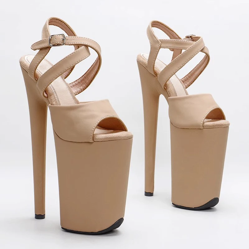 

Peep Toe 23CM/9inches PU Upper Plating Platform Sexy High Heels Sandals Pole Dance Shoes 025