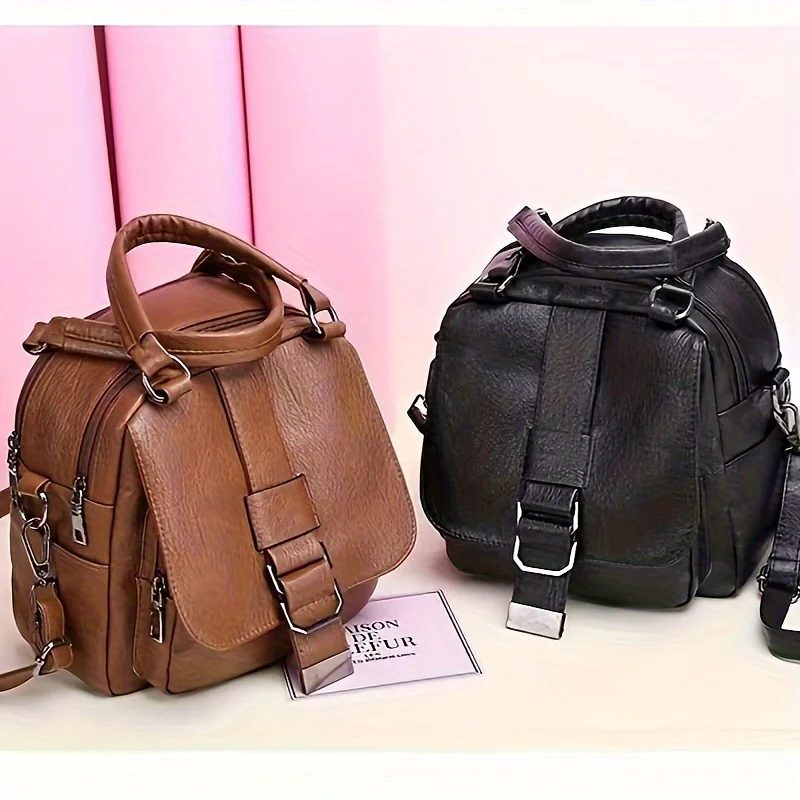 

Soft Texture Backpack Women's Three-purpose One-shoulder Cross-body Handheld Trendy And Versatile Bag