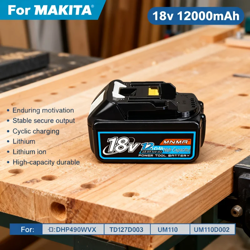 

For makita Battery12.0Ah 18v for makita tools battery for makita Drill DGA404 DDF487 DTW700Can replace BL1860B BL1850B