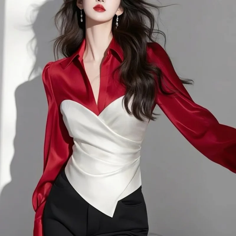 Spring Blouses for Female Fashion 2025 luxury Woman Shirts Top Beautiful Waist-Tight Common Elegant Social Women'S Shirt
