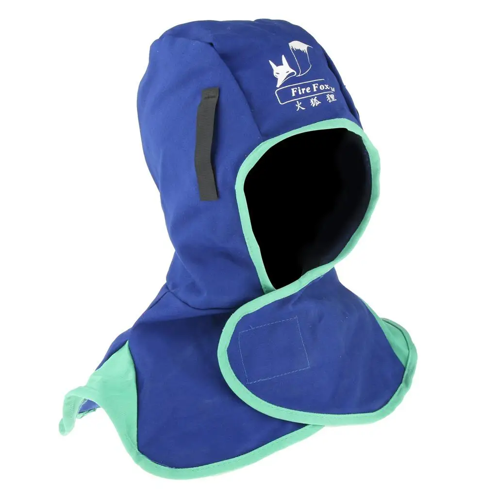 Flame Retardant Safey Helmet Welding Neck Hood Welder Head Cover - Blue