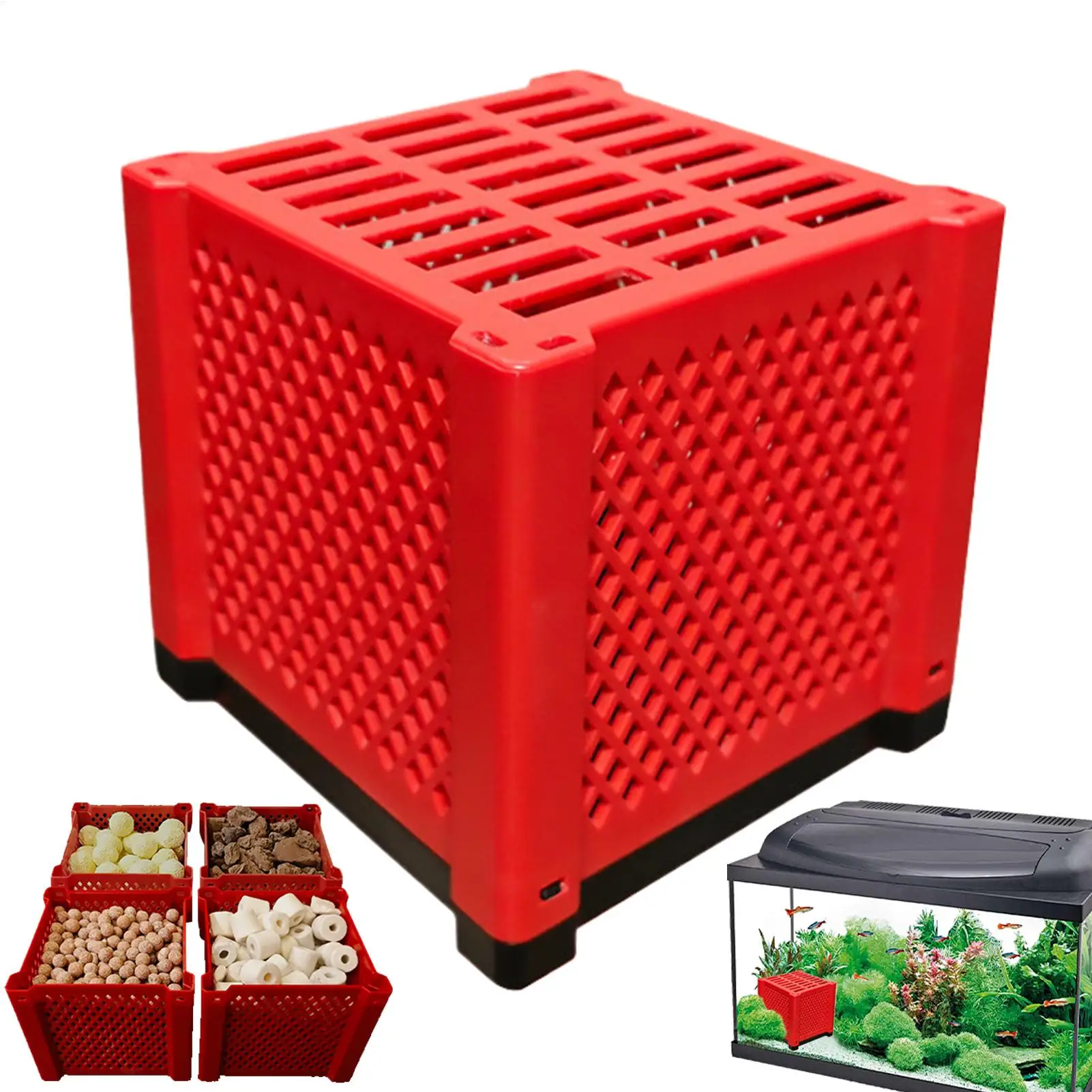 PVC Storage Box Fish Tank Filter Media Plastic Storage Box Cube Packaging Boxes Aquarium Accessories (Without Filter Media)