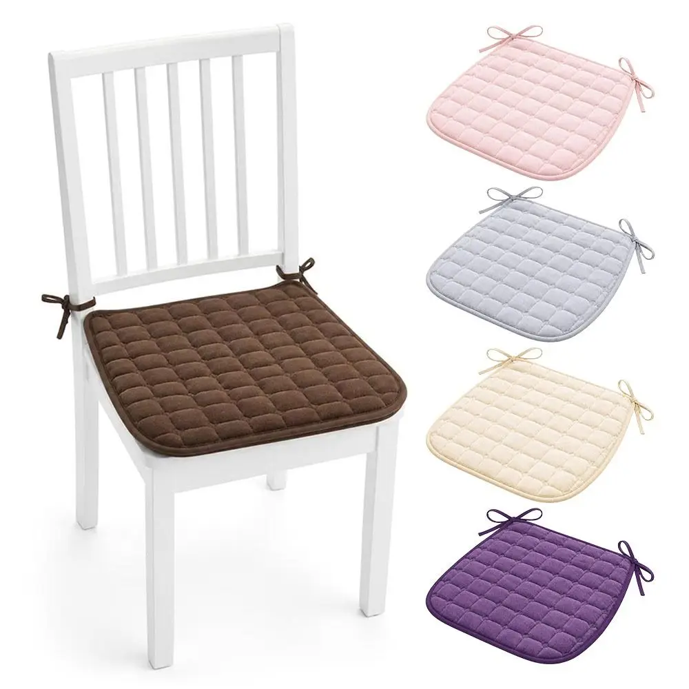 45x45cm Chair Seat Cushion Soft Padding Tie Straps Dining Chair Pad Square Shape Quilted Surface Tie On Cushion Kitchen Chairs